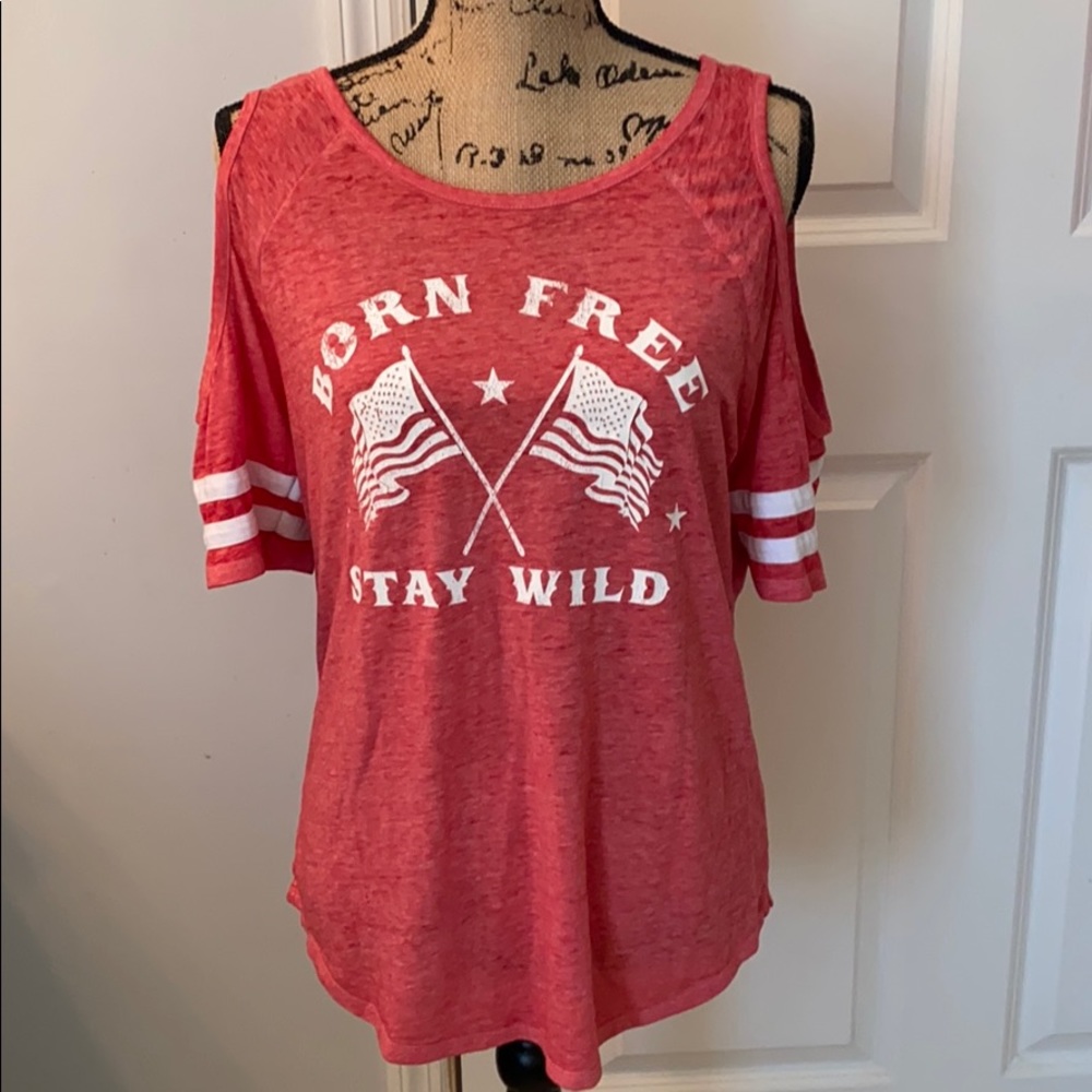Women’s Cold Shoulder T-Shirt, Size Medium